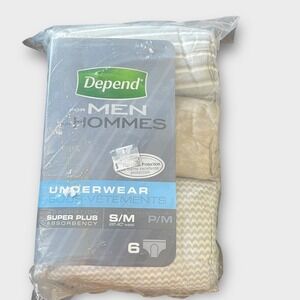 Depends For‎ Men Underwear New S/M 28-40" Waist Super Plus Absorbency 6 Count
